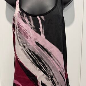 Guess Black Pink and Burgundy Abstract Print Tank Top